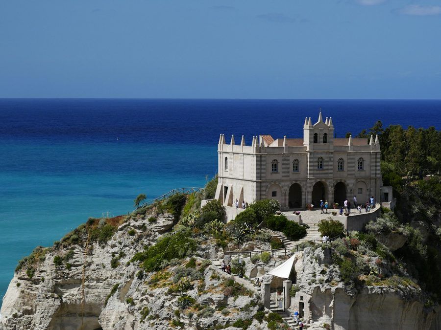 The sanctuary on the rock above the beach at Tropea