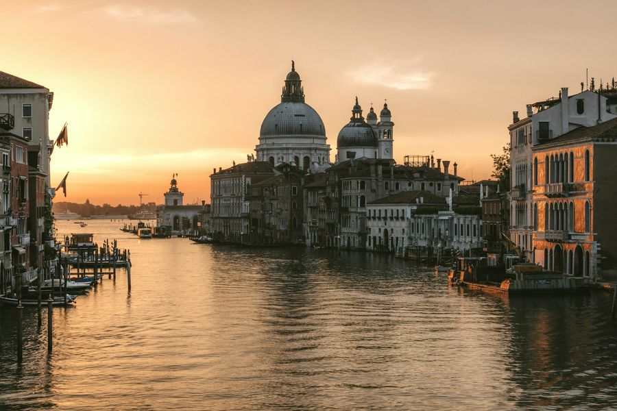 A Venice canal at sunset
